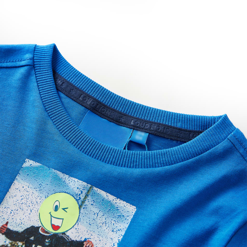 Langærmet T-shirt til børn str. 128 koboltblå