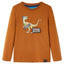 Langærmet T-shirt til børn str. 104 cognacfarvet