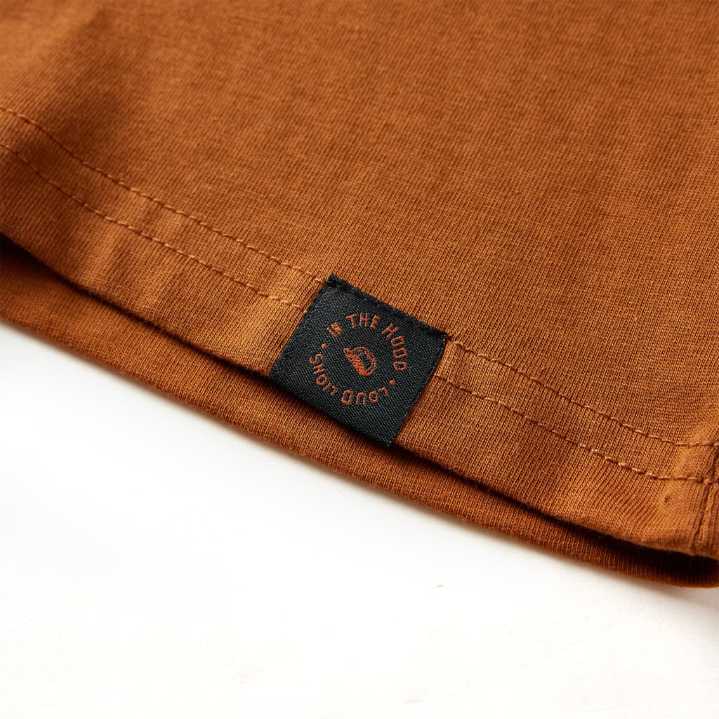Langærmet T-shirt til børn str. 104 cognacfarvet