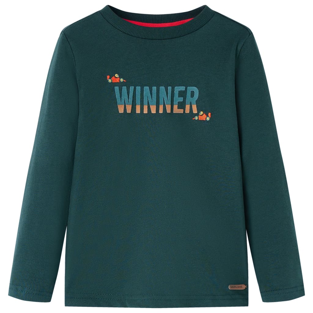 Langærmet T-shirt til børn str. 104 mørkegrøn