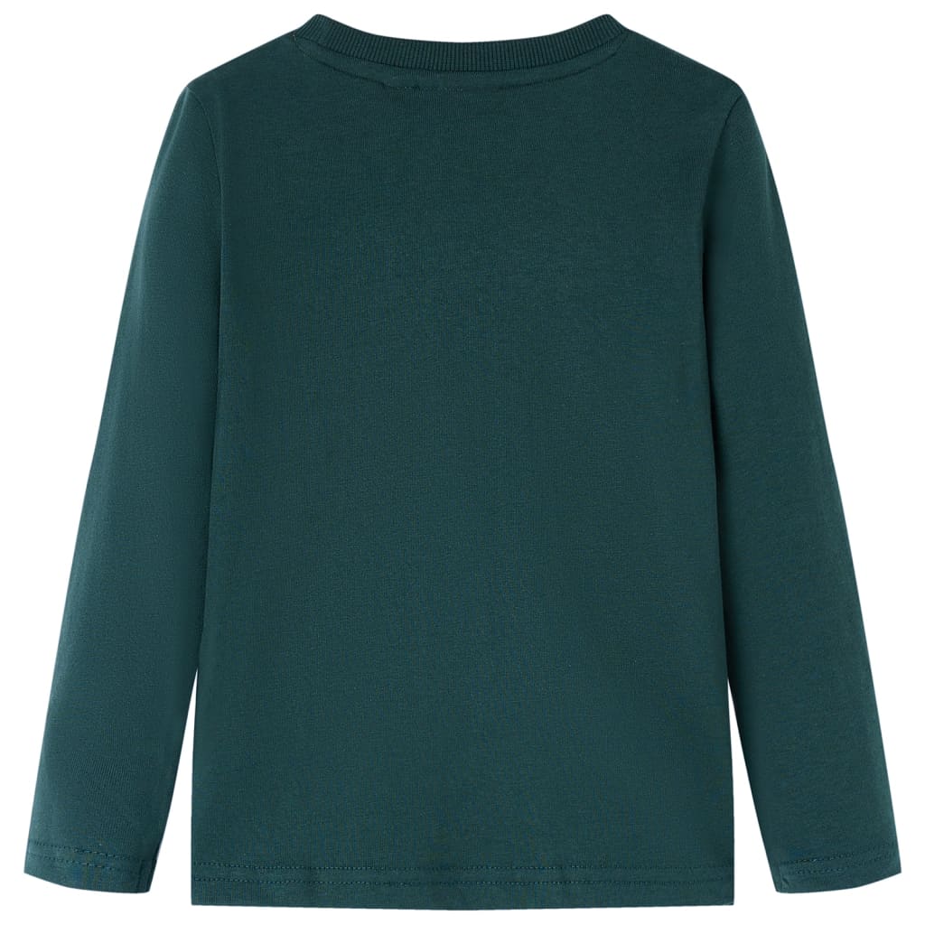 Langærmet T-shirt til børn str. 104 mørkegrøn