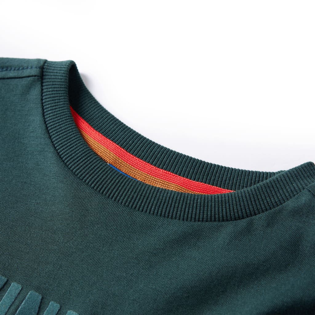 Langærmet T-shirt til børn str. 116 mørkegrøn