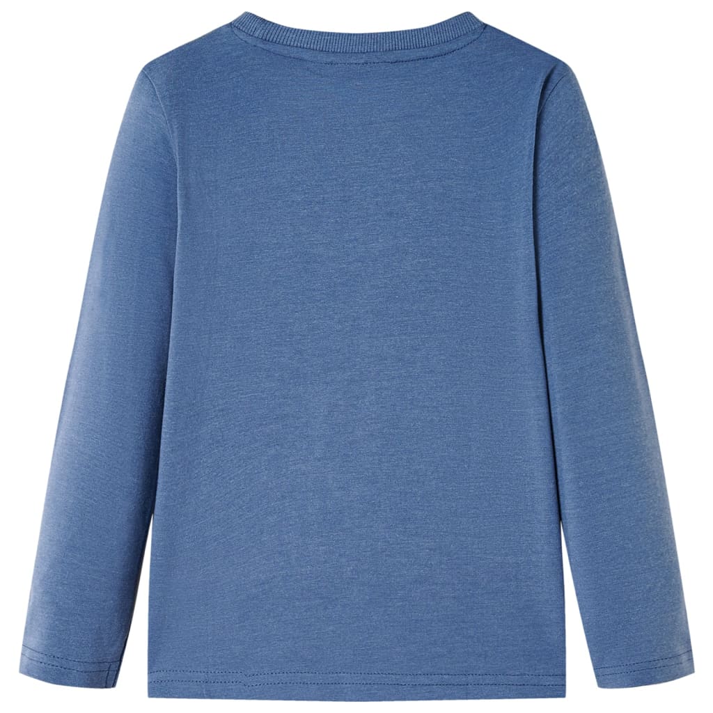 Langærmet T-shirt til børn str. 140 blåmeleret