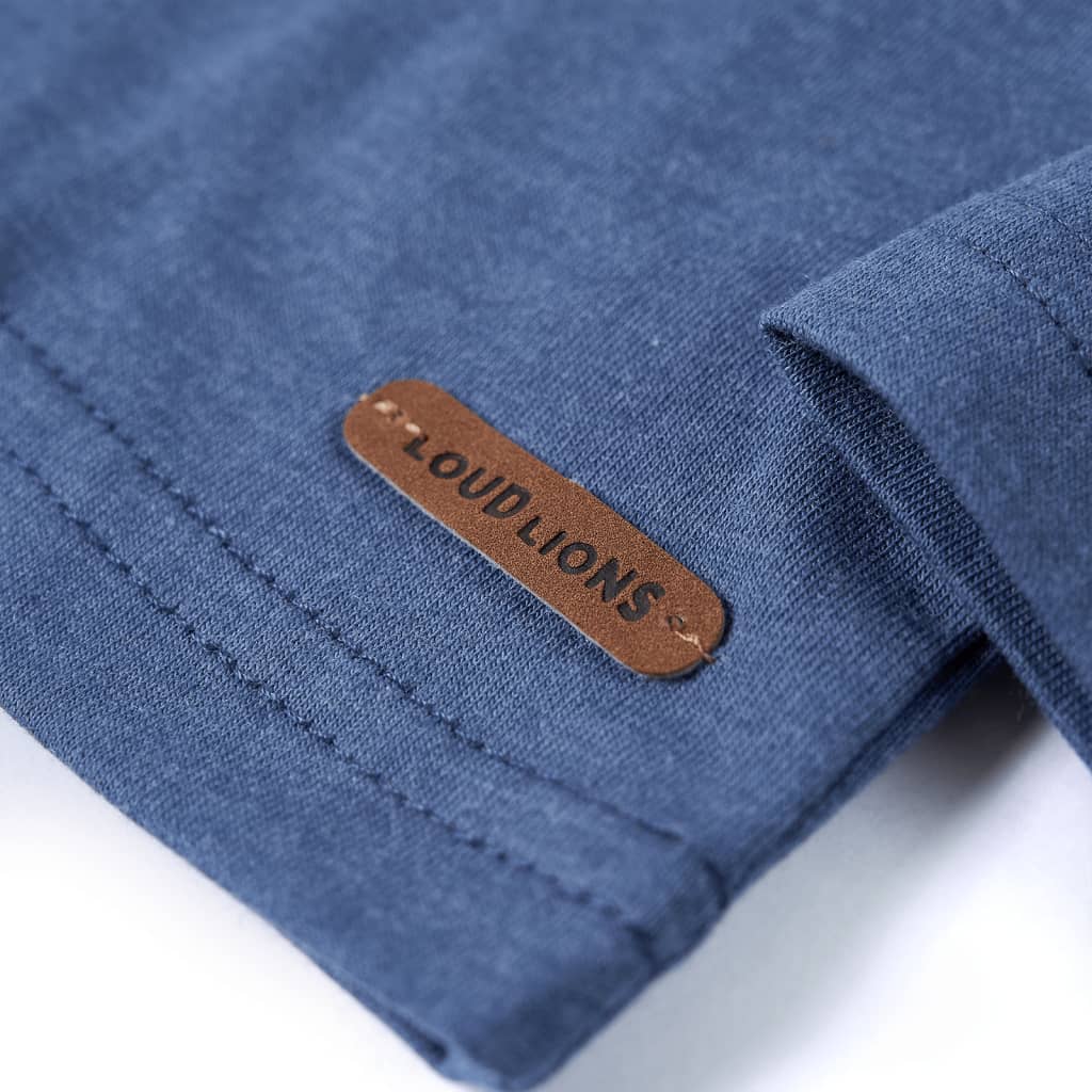 Langærmet T-shirt til børn str. 140 blåmeleret