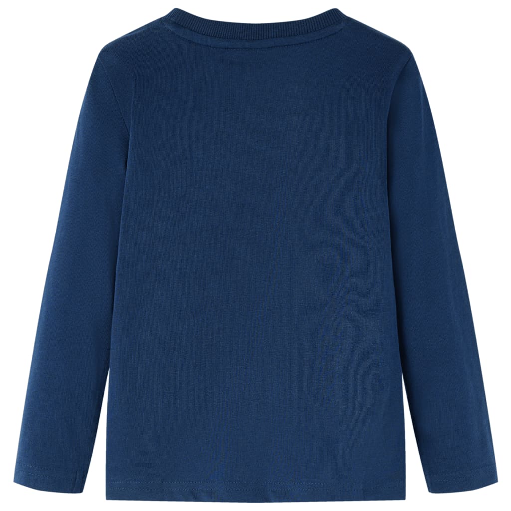 Langærmet T-shirt til børn str. 116 marineblå
