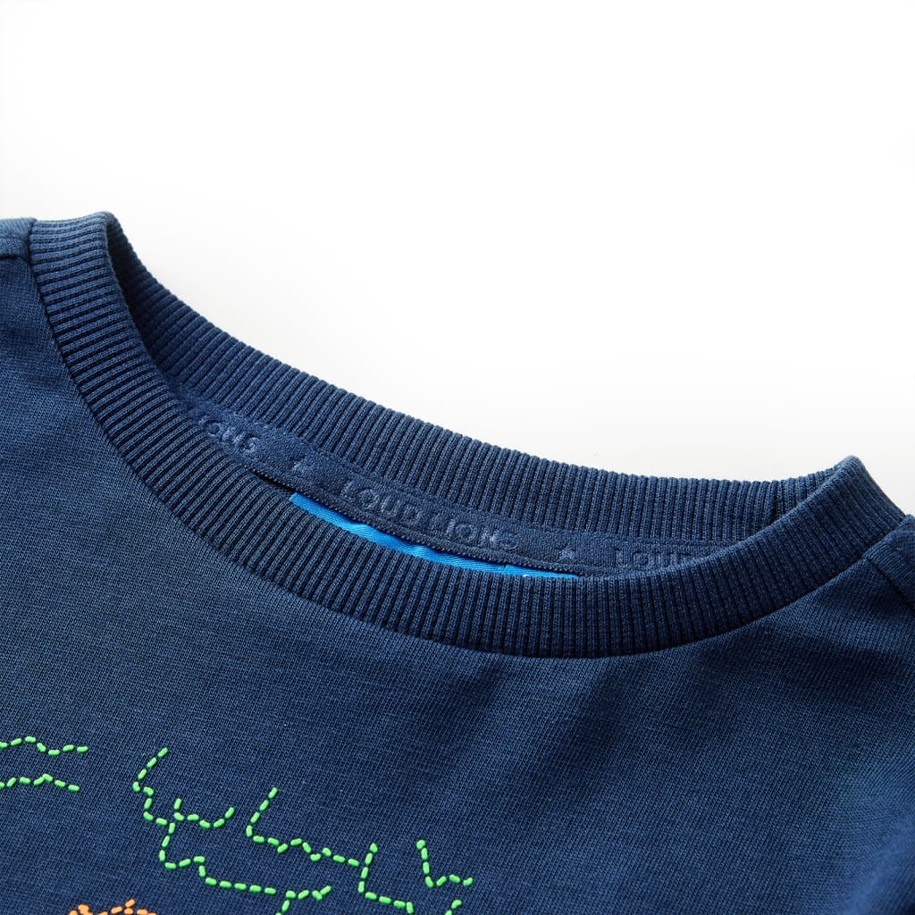 Langærmet T-shirt til børn str. 116 marineblå