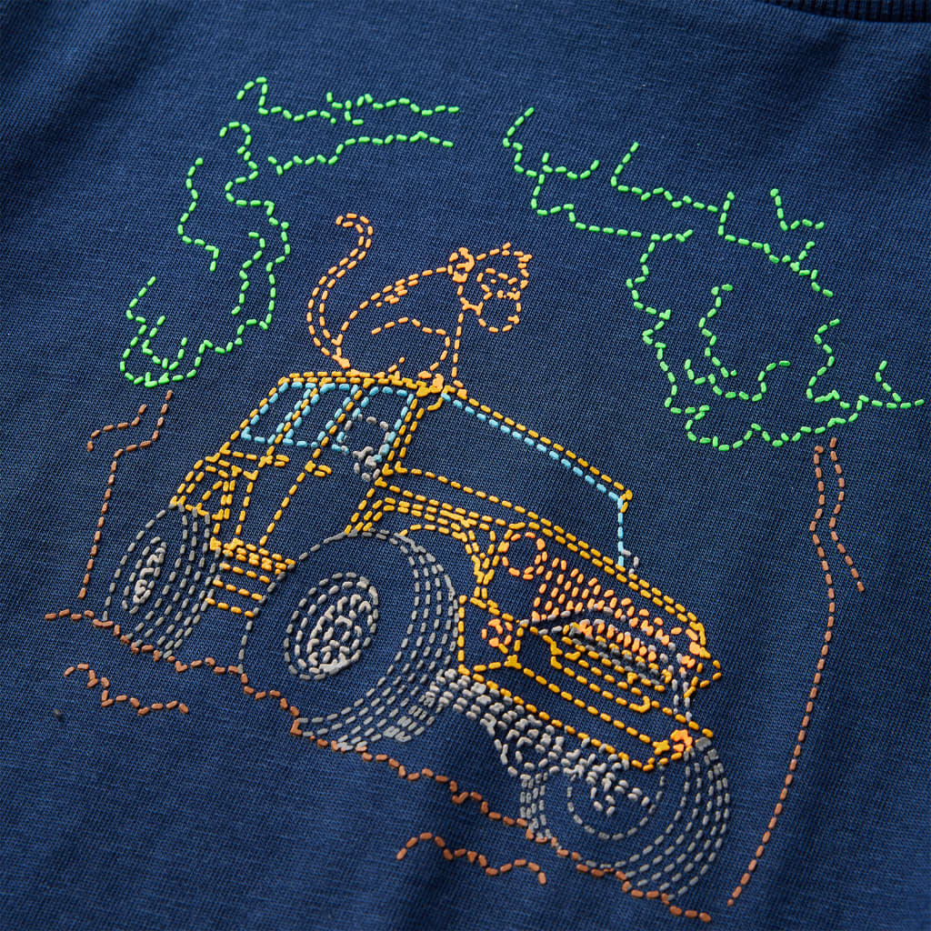 Langærmet T-shirt til børn str. 116 marineblå