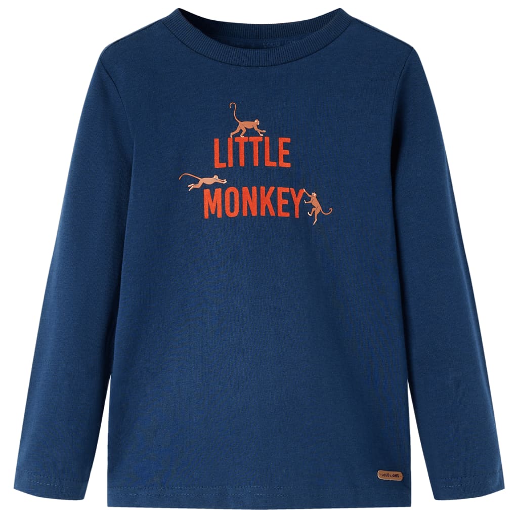 Langærmet T-shirt til børn str. 140 marineblå