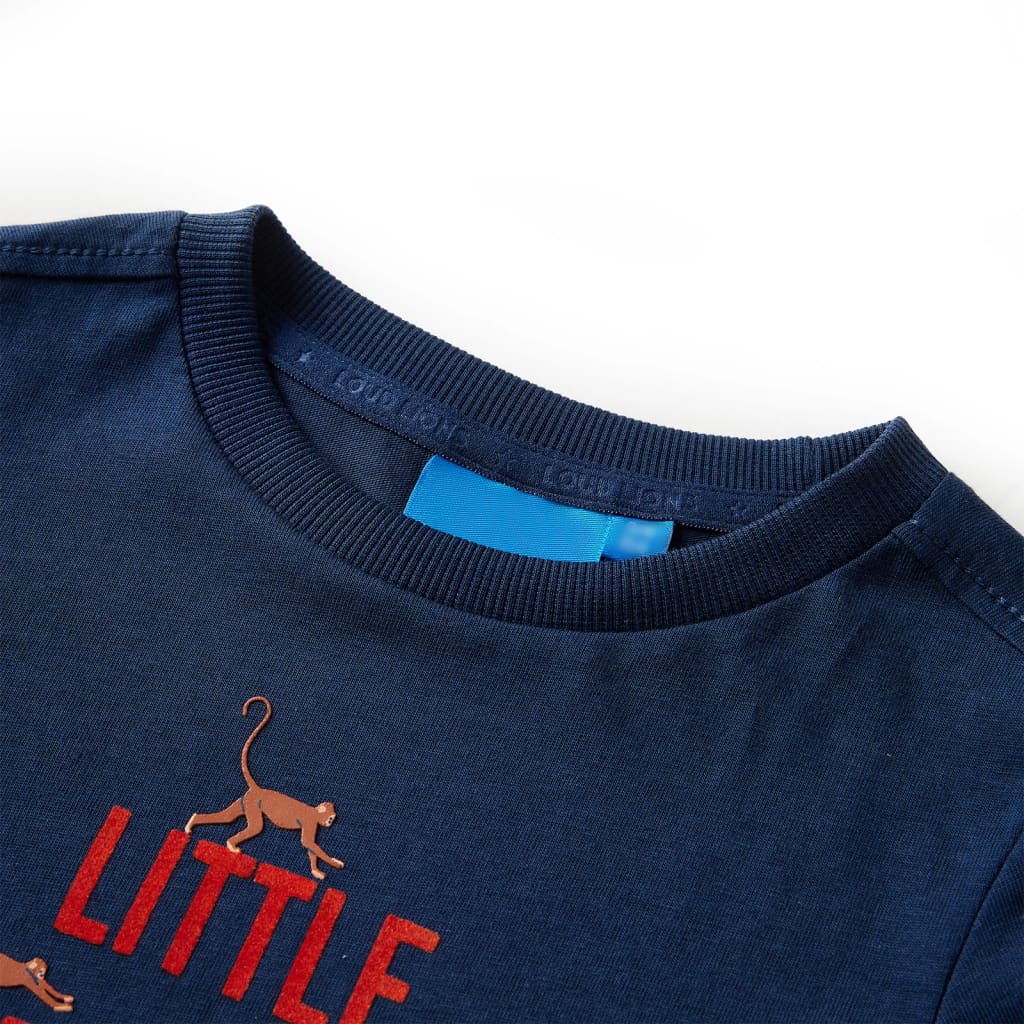 Langærmet T-shirt til børn str. 140 marineblå