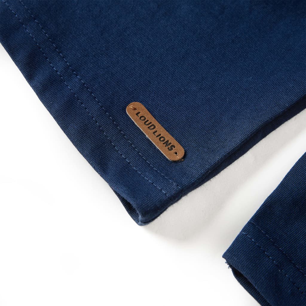 Langærmet T-shirt til børn str. 140 marineblå