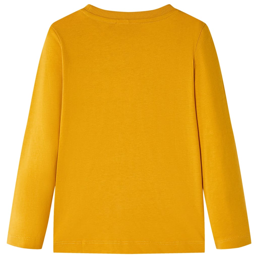 Langærmet T-shirt til børn str. 128 okkergul