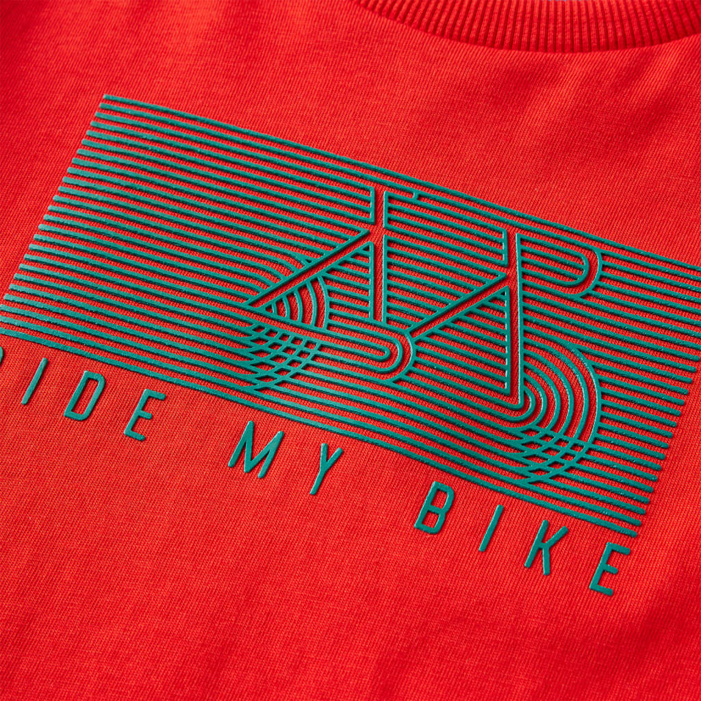Langærmet T-shirt til børn str. 116 rød