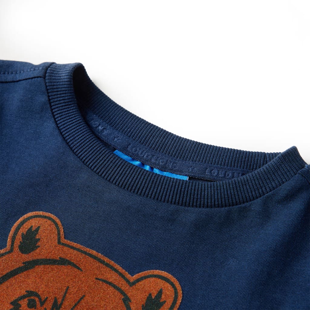 Langærmet T-shirt til børn str. 116 marineblå