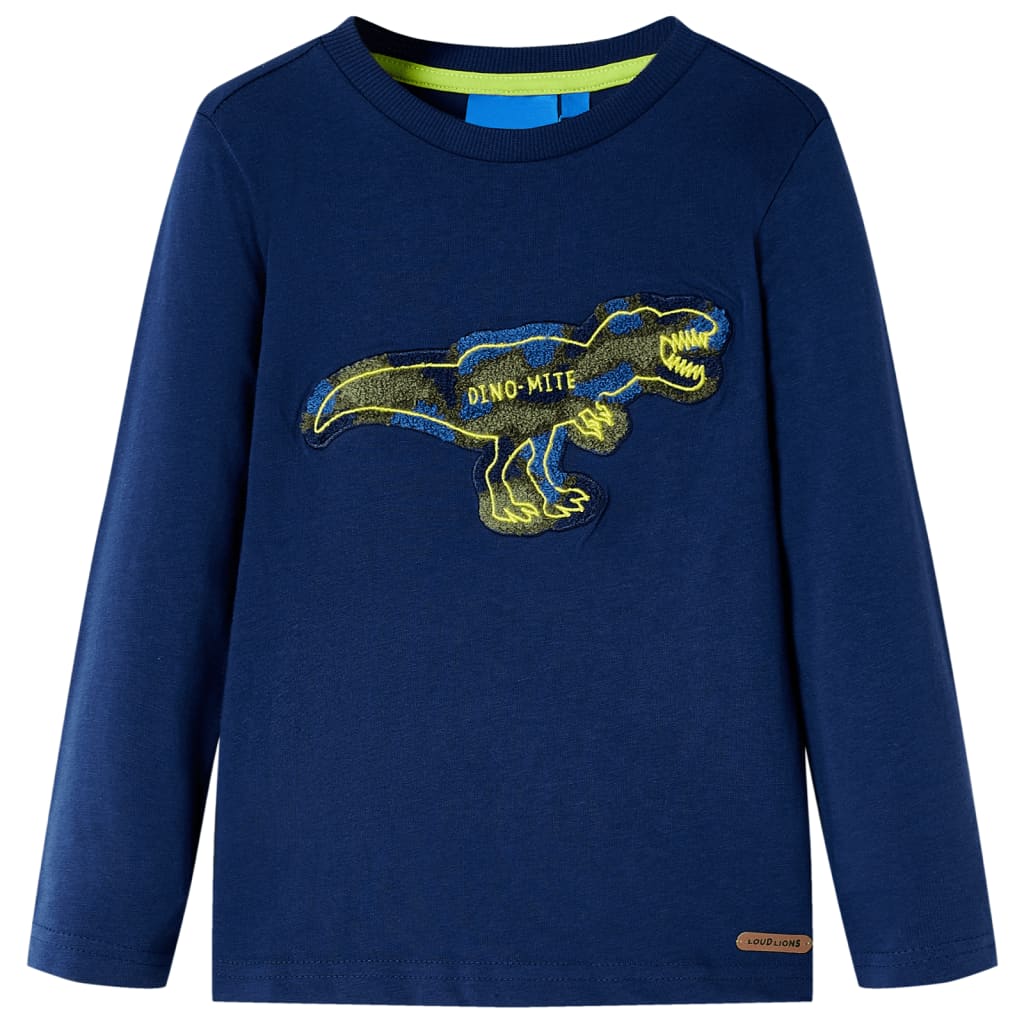 Langærmet T-shirt til børn str. 104 marineblå