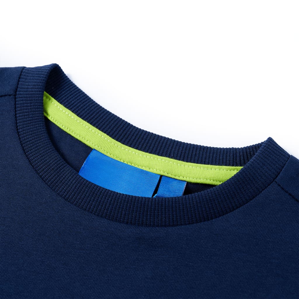 Langærmet T-shirt til børn str. 104 marineblå