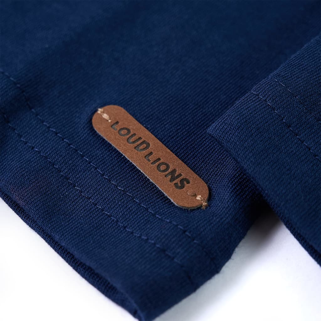 Langærmet T-shirt til børn str. 116 marineblå