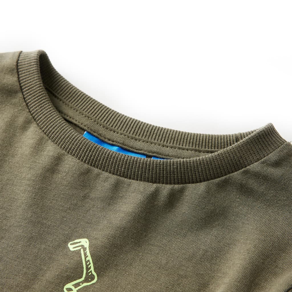 Langærmet T-shirt til børn str. 116 kakifarvet