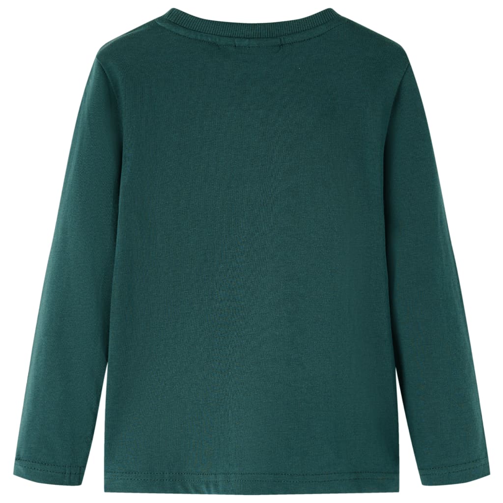 Langærmet T-shirt til børn str. 116 mørkegrøn