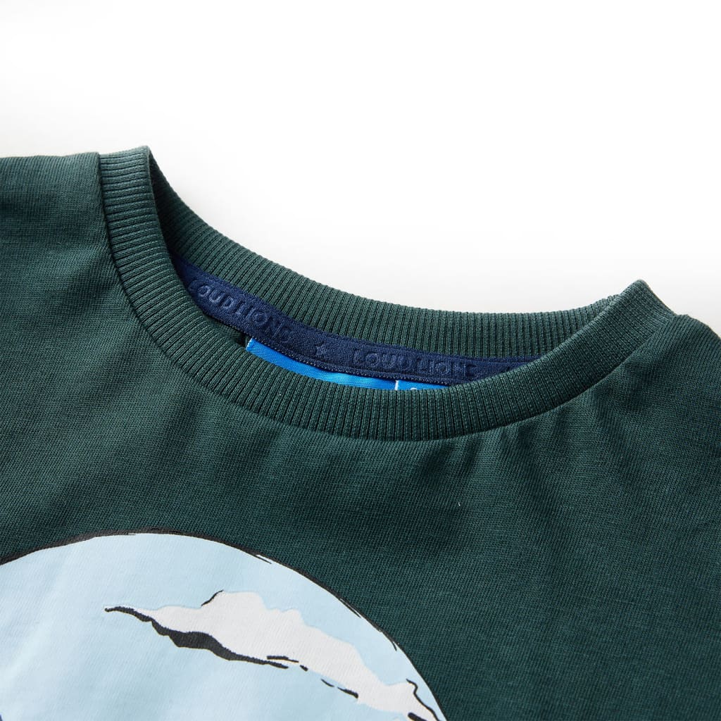 Langærmet T-shirt til børn str. 116 mørkegrøn