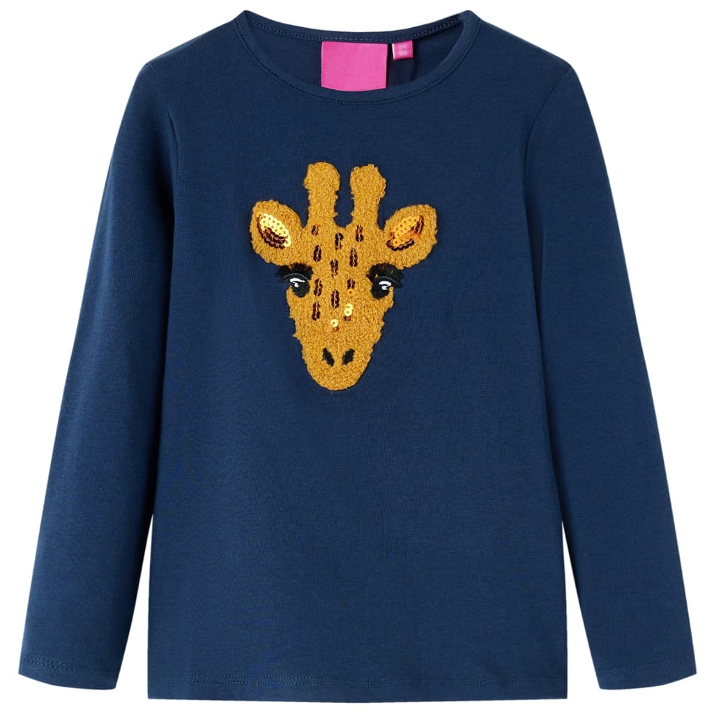 Langærmet T-shirt til børn str. 140 marineblå
