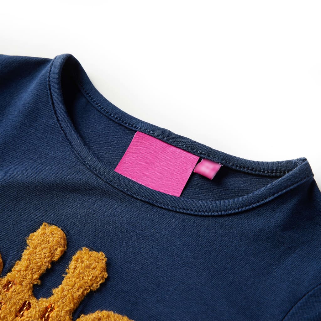 Langærmet T-shirt til børn str. 140 marineblå