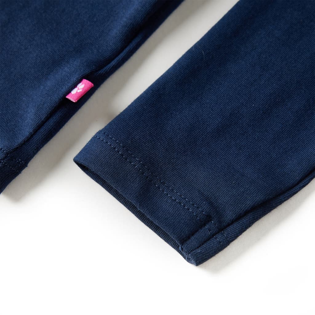 Langærmet T-shirt til børn str. 140 marineblå