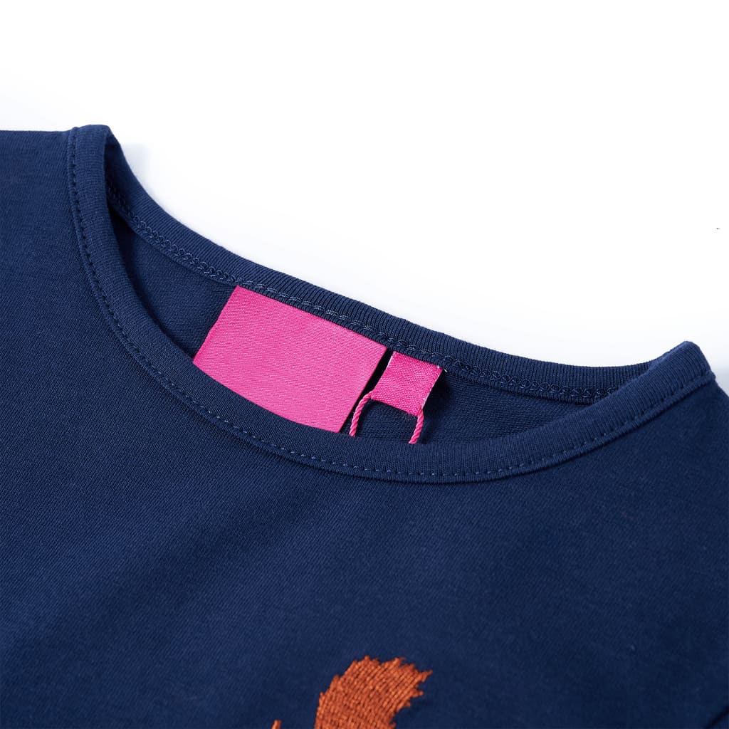 Langærmet T-shirt til børn str. 116 marineblå