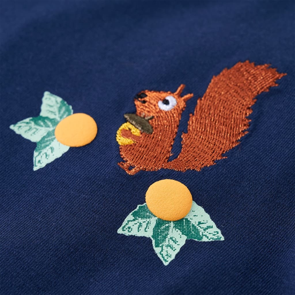 Langærmet T-shirt til børn str. 116 marineblå