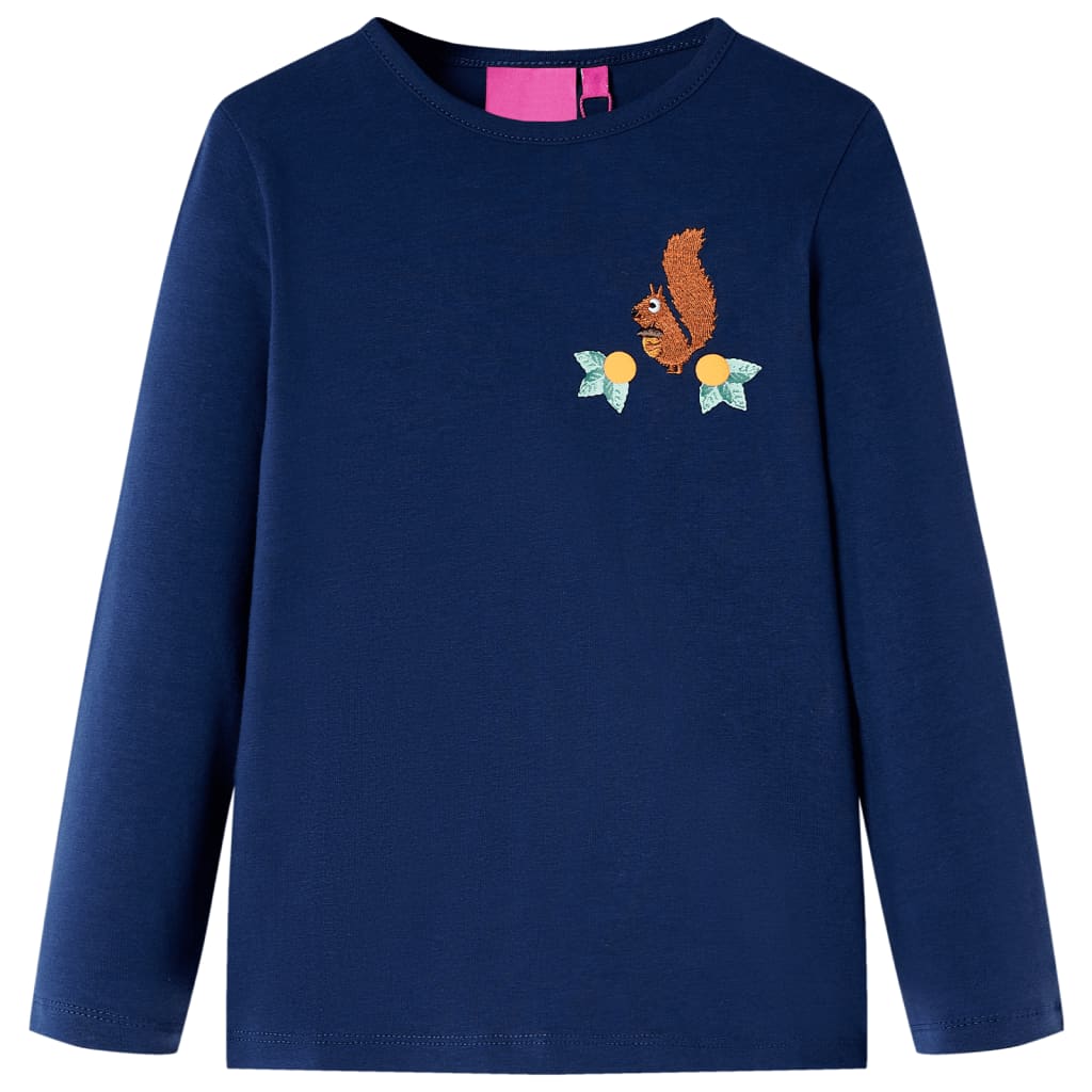 Langærmet T-shirt til børn str. 140 marineblå