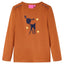 Langærmet T-shirt til børn str. 116 cognacfarvet