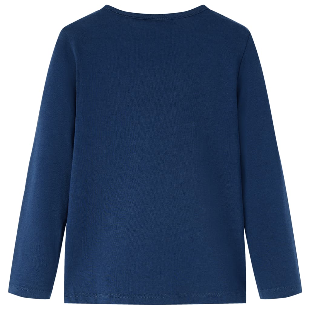 Langærmet T-shirt til børn str. 140 marineblå