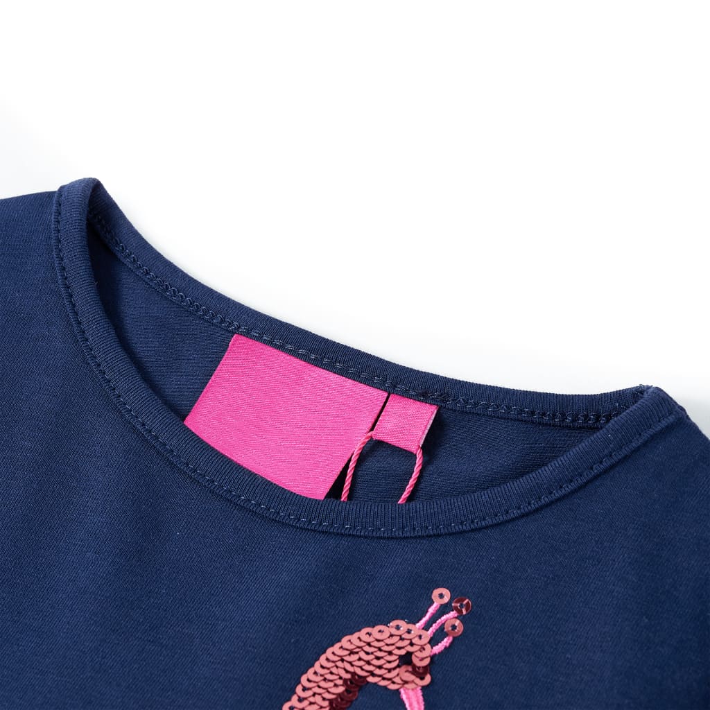 Langærmet T-shirt til børn str. 116 marineblå