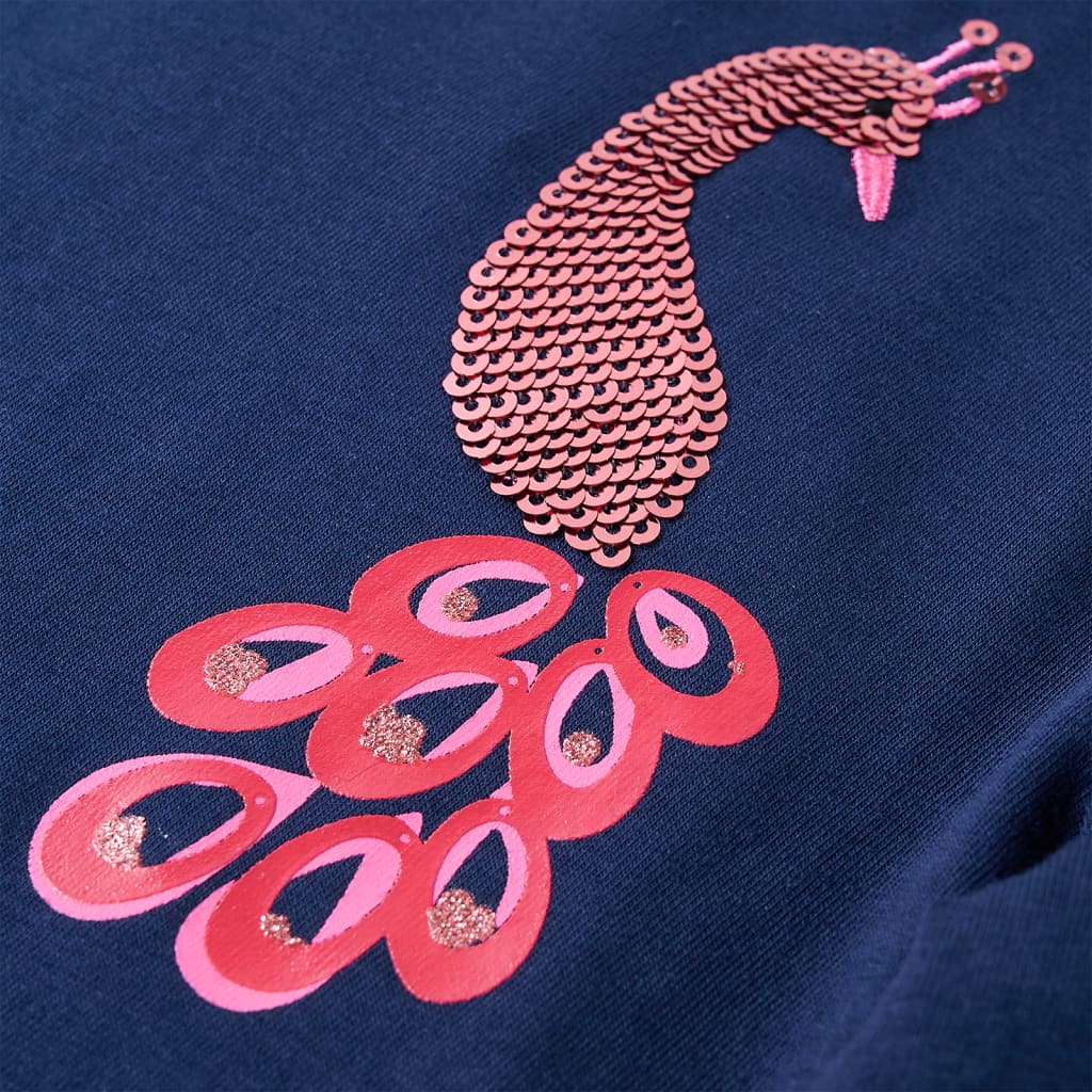Langærmet T-shirt til børn str. 116 marineblå
