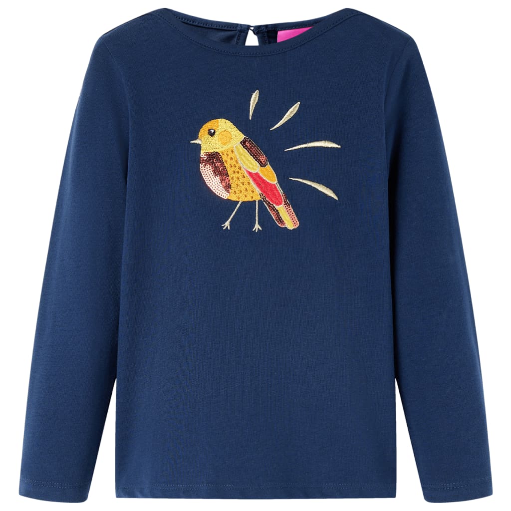 Langærmet T-shirt til børn str. 140 marineblå