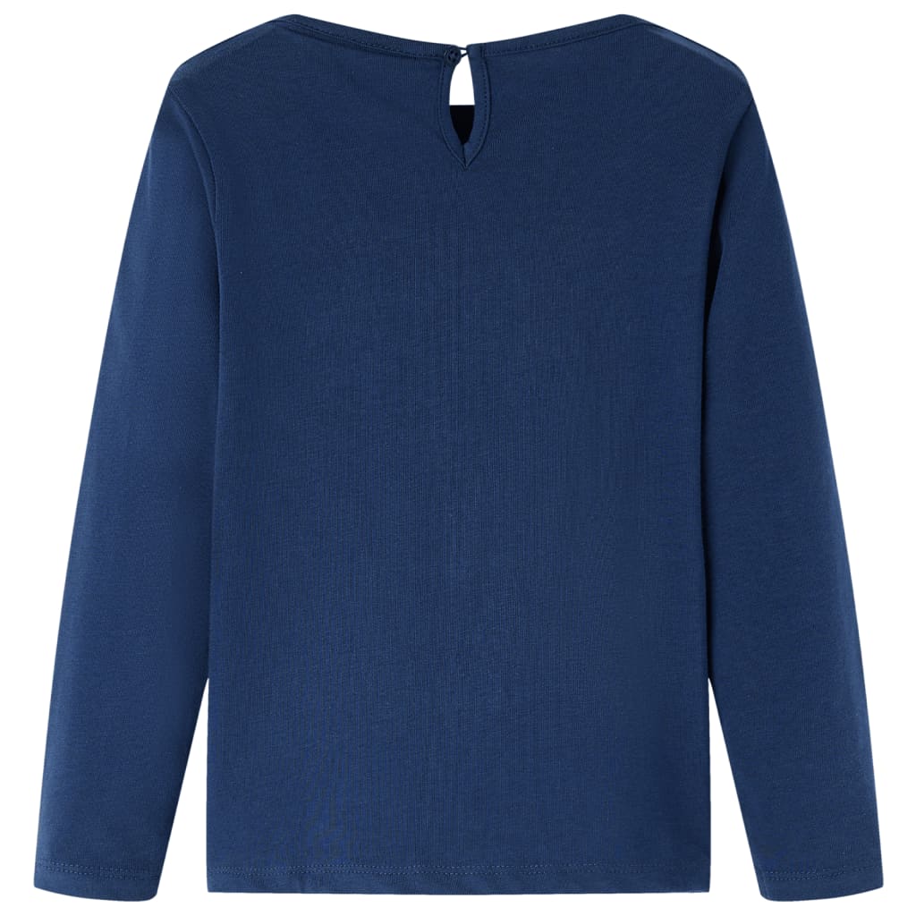 Langærmet T-shirt til børn str. 140 marineblå