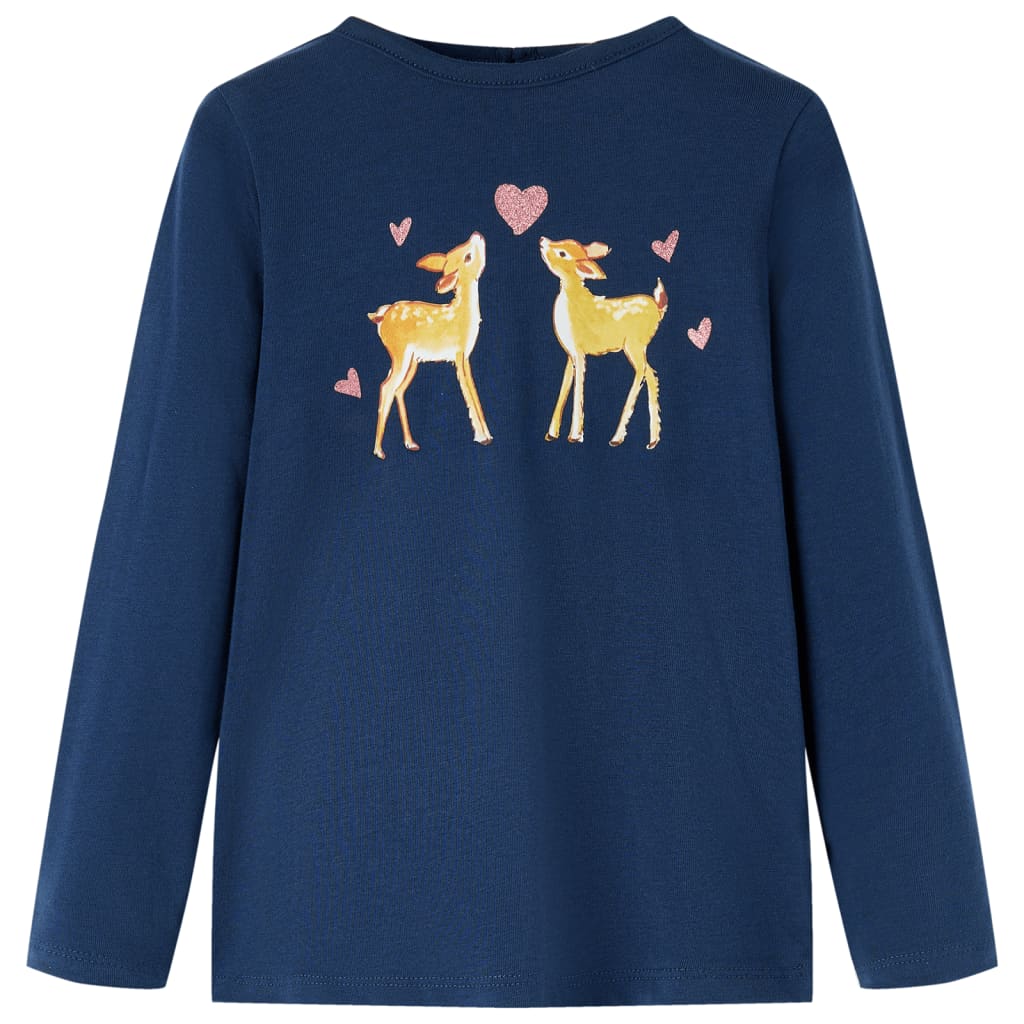 Langærmet T-shirt til børn str. 128 marineblå
