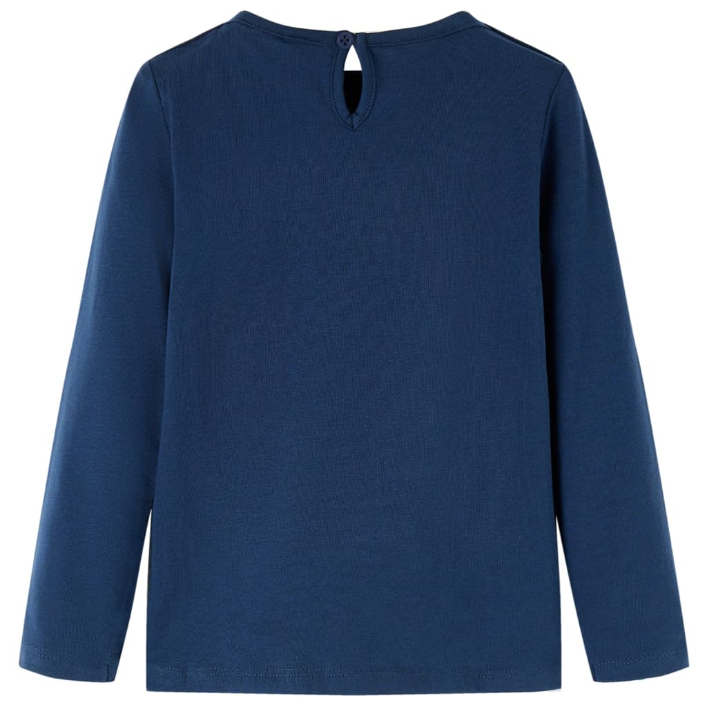 Langærmet T-shirt til børn str. 128 marineblå