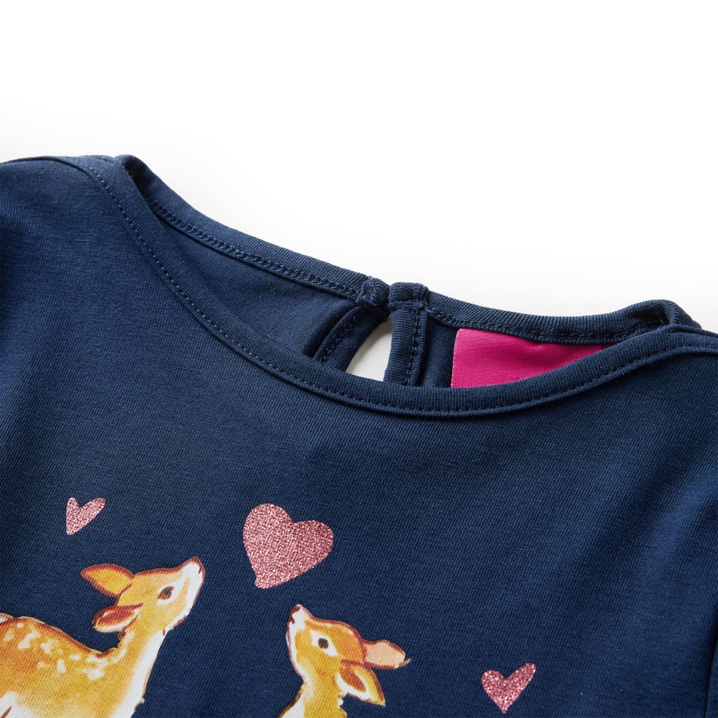 Langærmet T-shirt til børn str. 128 marineblå