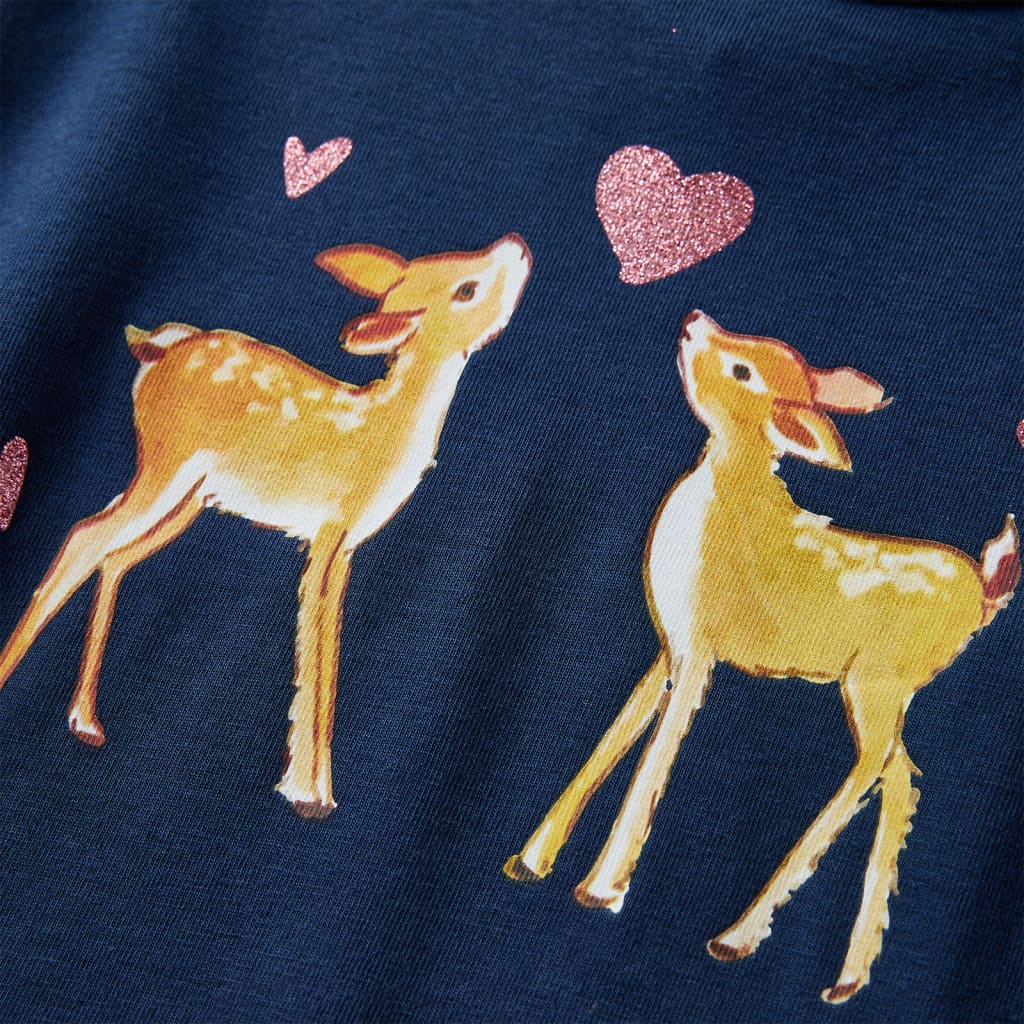 Langærmet T-shirt til børn str. 128 marineblå