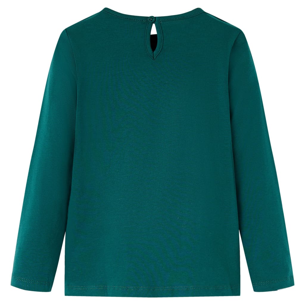 Langærmet T-shirt til børn str. 140 mørkegrøn