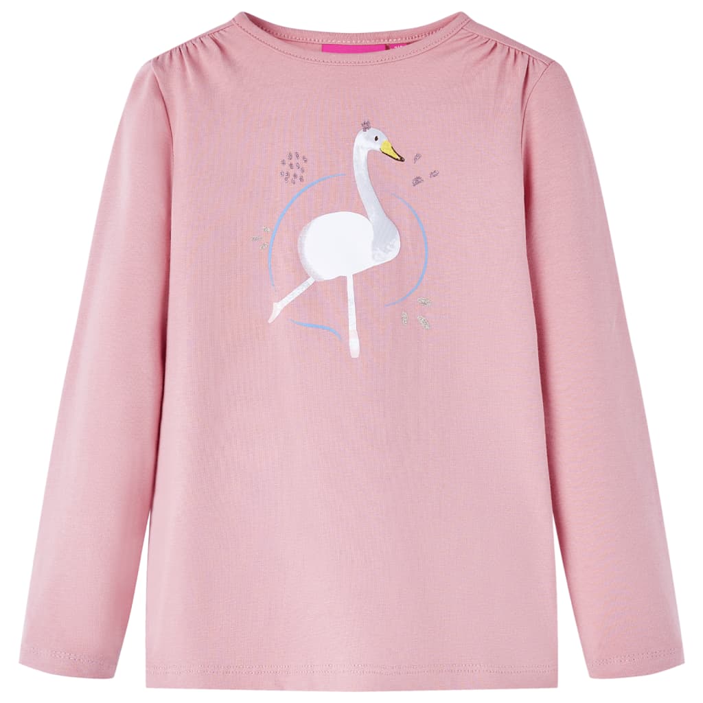 Langærmet T-shirt til børn str. 116 lyserød