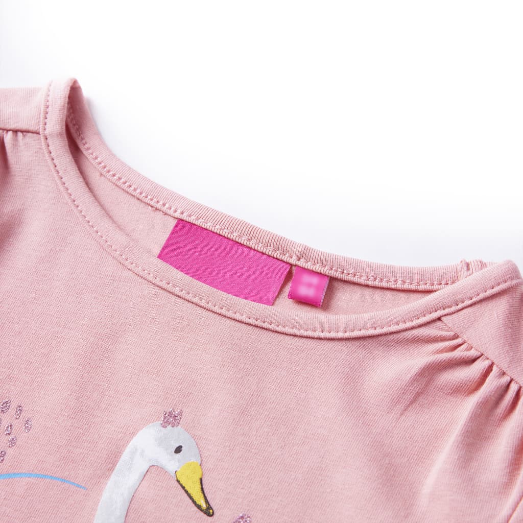 Langærmet T-shirt til børn str. 116 lyserød