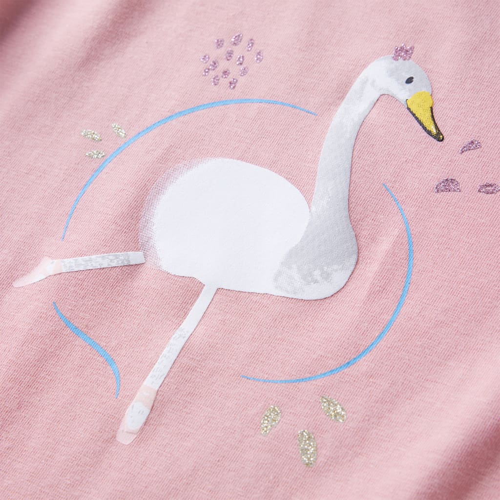 Langærmet T-shirt til børn str. 116 lyserød