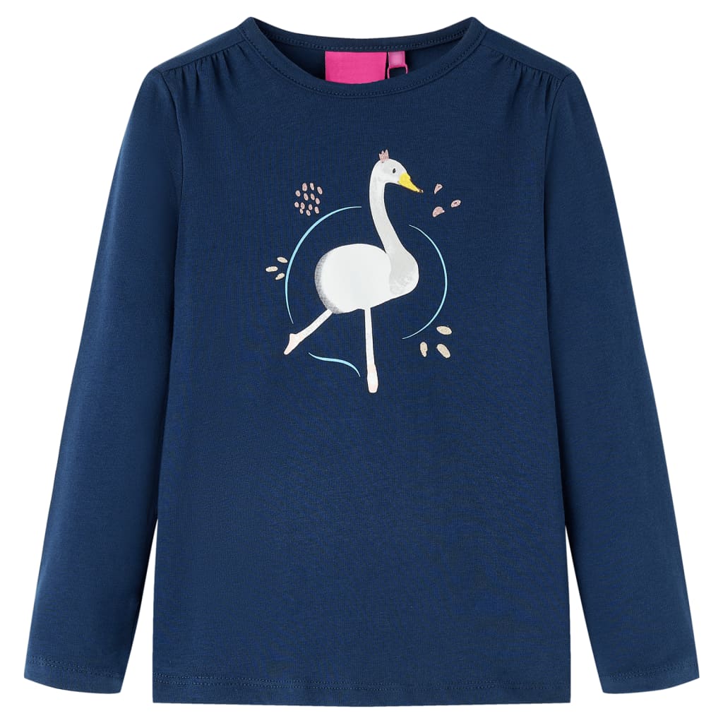 Langærmet T-shirt til børn str. 128 marineblå