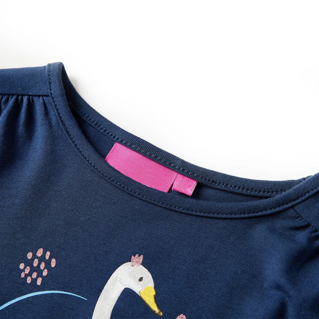 Langærmet T-shirt til børn str. 128 marineblå