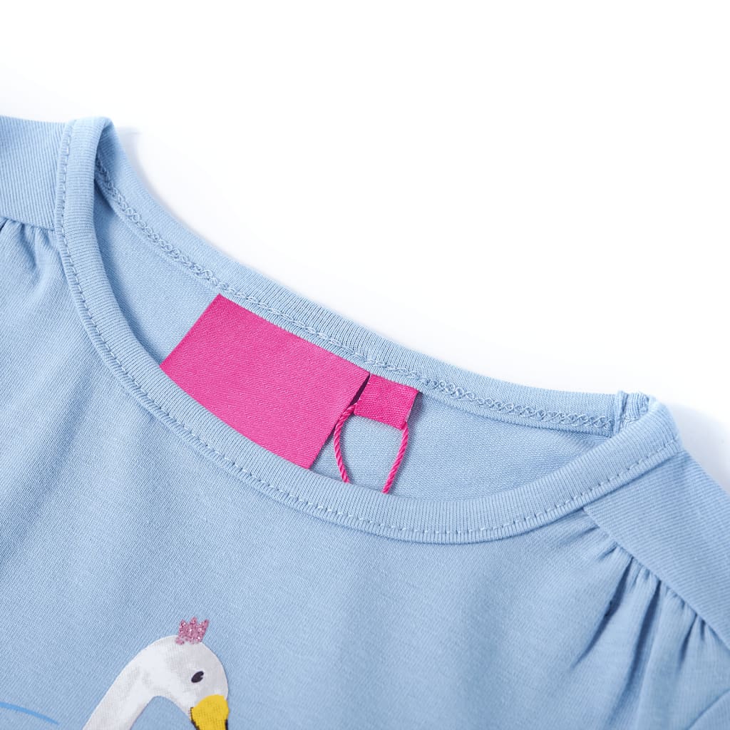 Langærmet T-shirt til børn str. 116 lyseblå