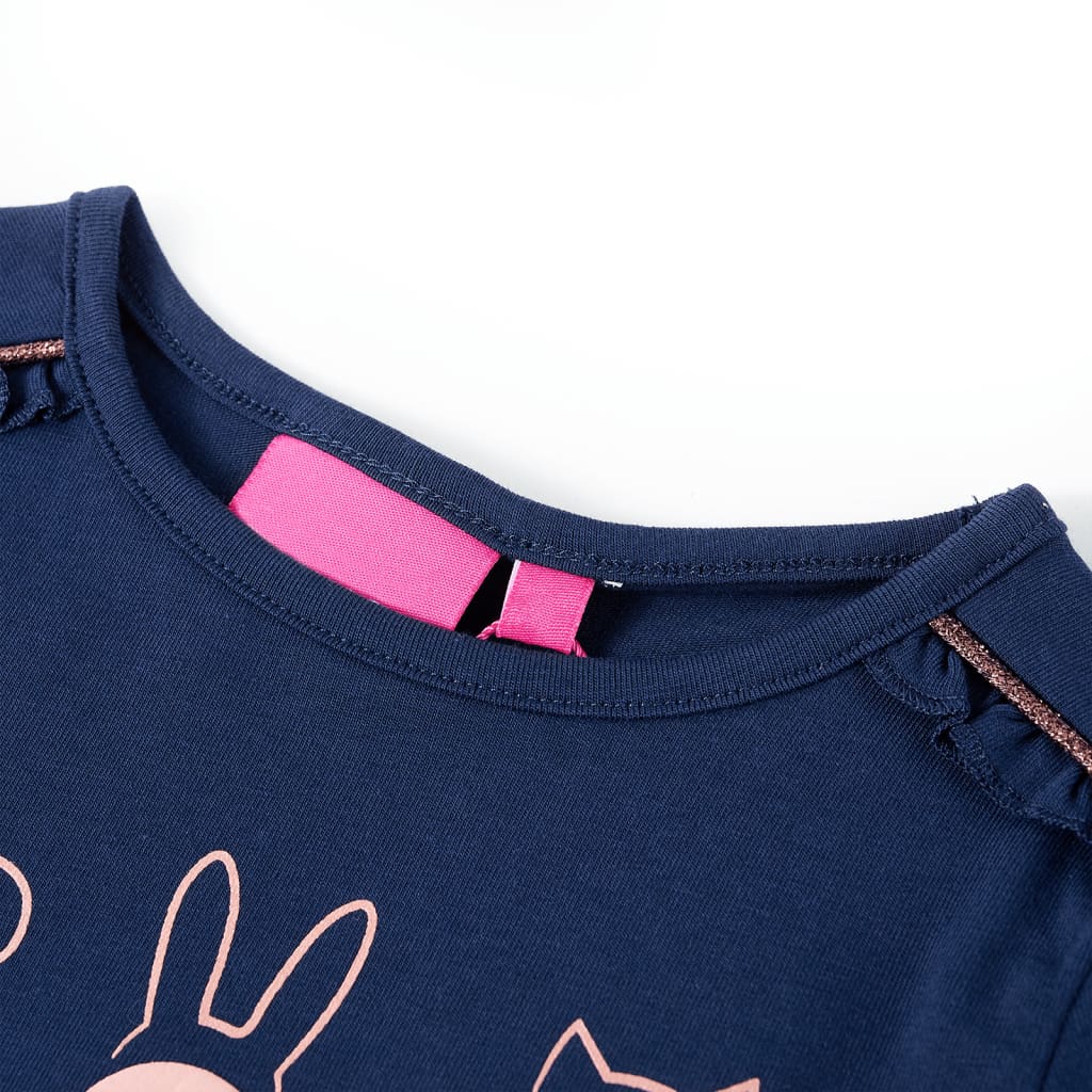 Langærmet T-shirt til børn str. 116 marineblå