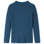 Langærmet T-shirt til børn str. 128 ribstrikket marineblå