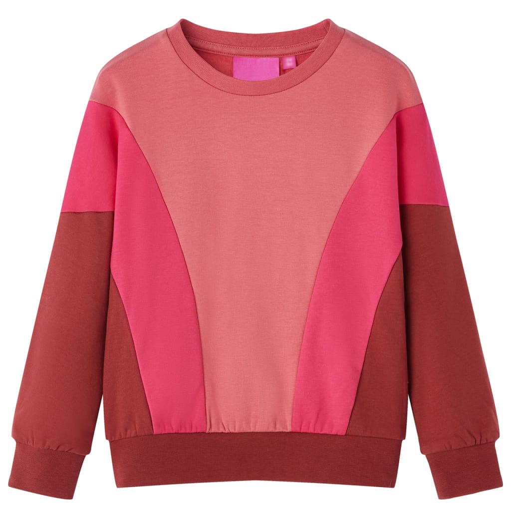 Sweatshirt til børn str. 104 farveblok lyserød og henna