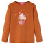 Langærmet T-shirt til børn str. 104 cognacfarvet